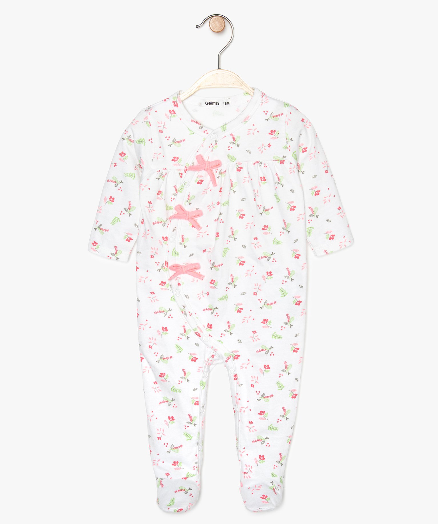 Gemo Vetements Fille Pyjama Bebe En Jersey Avec Fermeture Avant Et Motifs Fleuris Multicolore Bebe Gemo