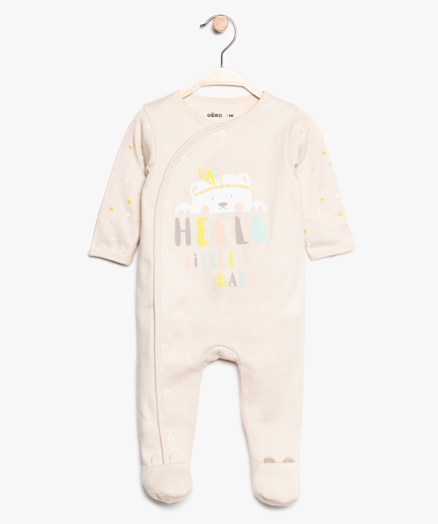 Gemo Vetements Garcon Pyjama Bebe En Jersey Avec Ouverture Avant Et Motif Ours Pastel Beige Bebe Gemo