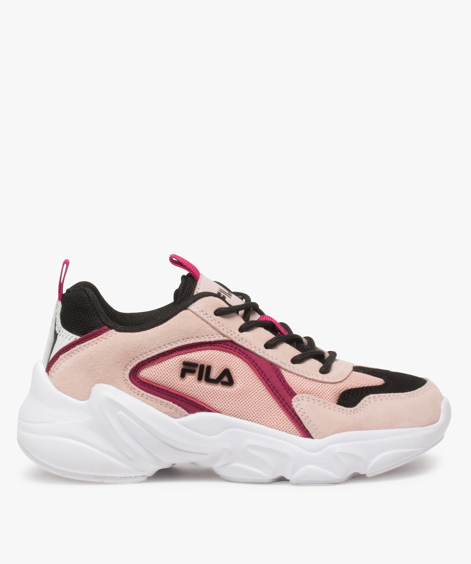 baskets fille running multi-matieres a lacets - fila rose