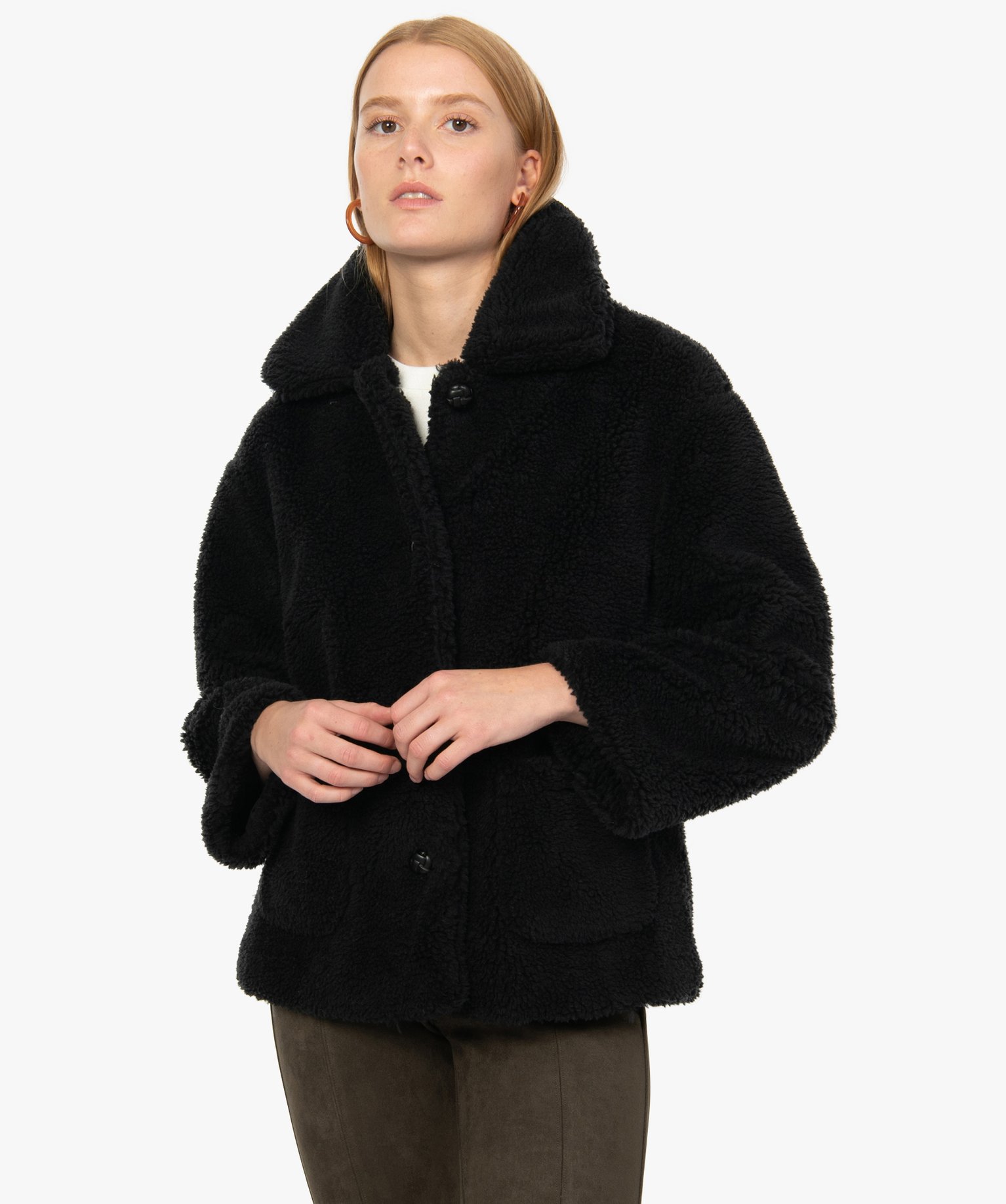 manteau peluche capuche femme