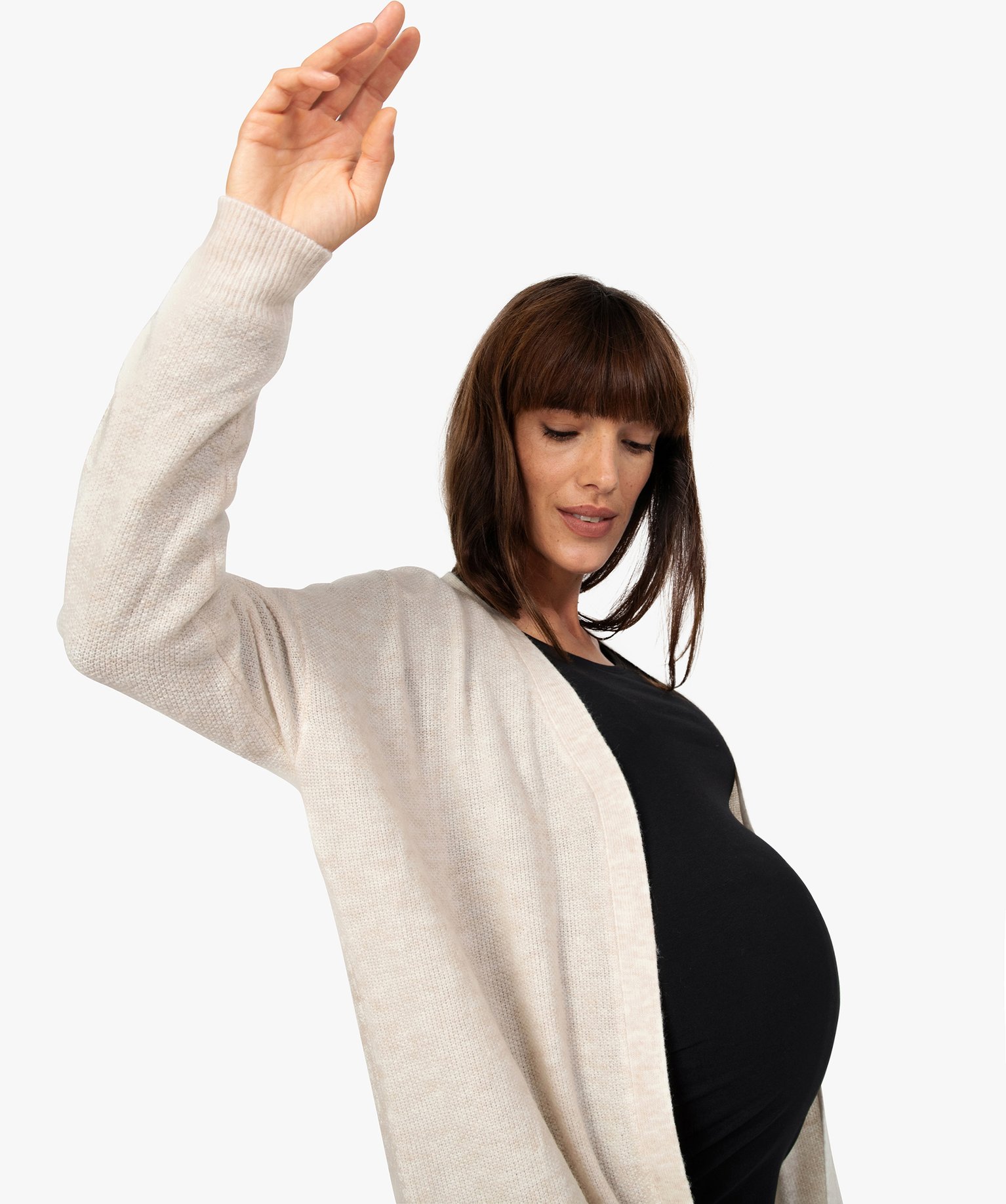 Gemo vetements gilet femme special grossesse en matiere recyclee beige  femme | GÉMO