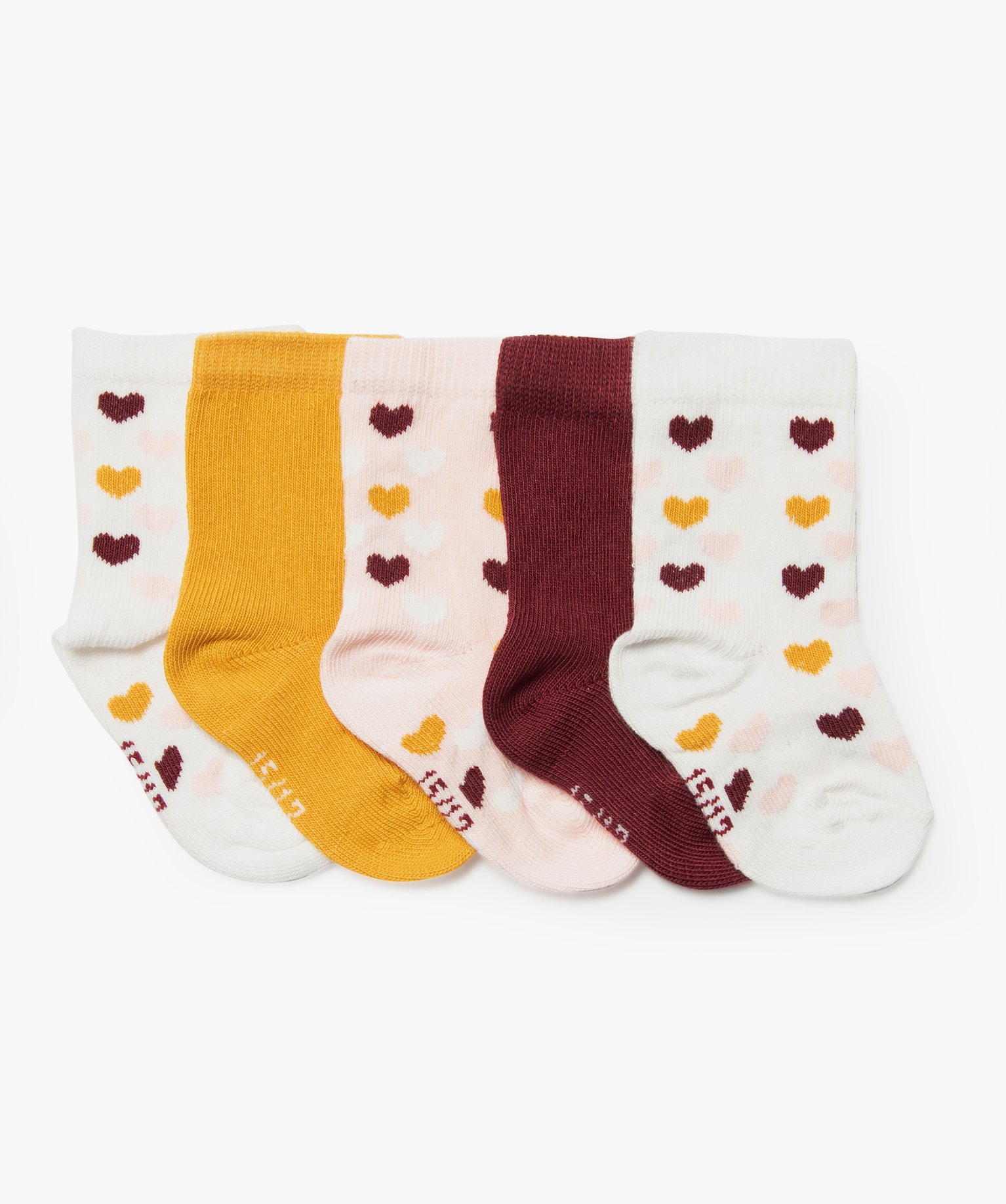 Gemo Vetements Fille Chaussettes Bebe Fille Avec Coton Bio Modeles Varies Lot De 5 Rose Chaussettes Bebe Gemo