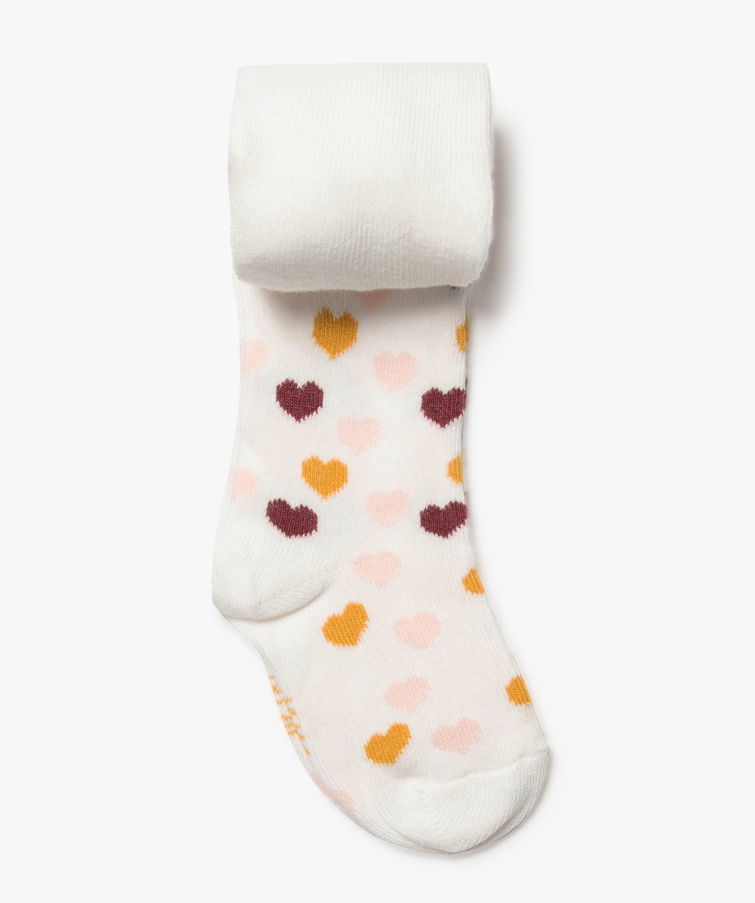 Gemo Vetements Fille Collant Bebe Fille Chaud Imprime Cours Avec Coton Bio Beige Chaussettes Bebe Gemo