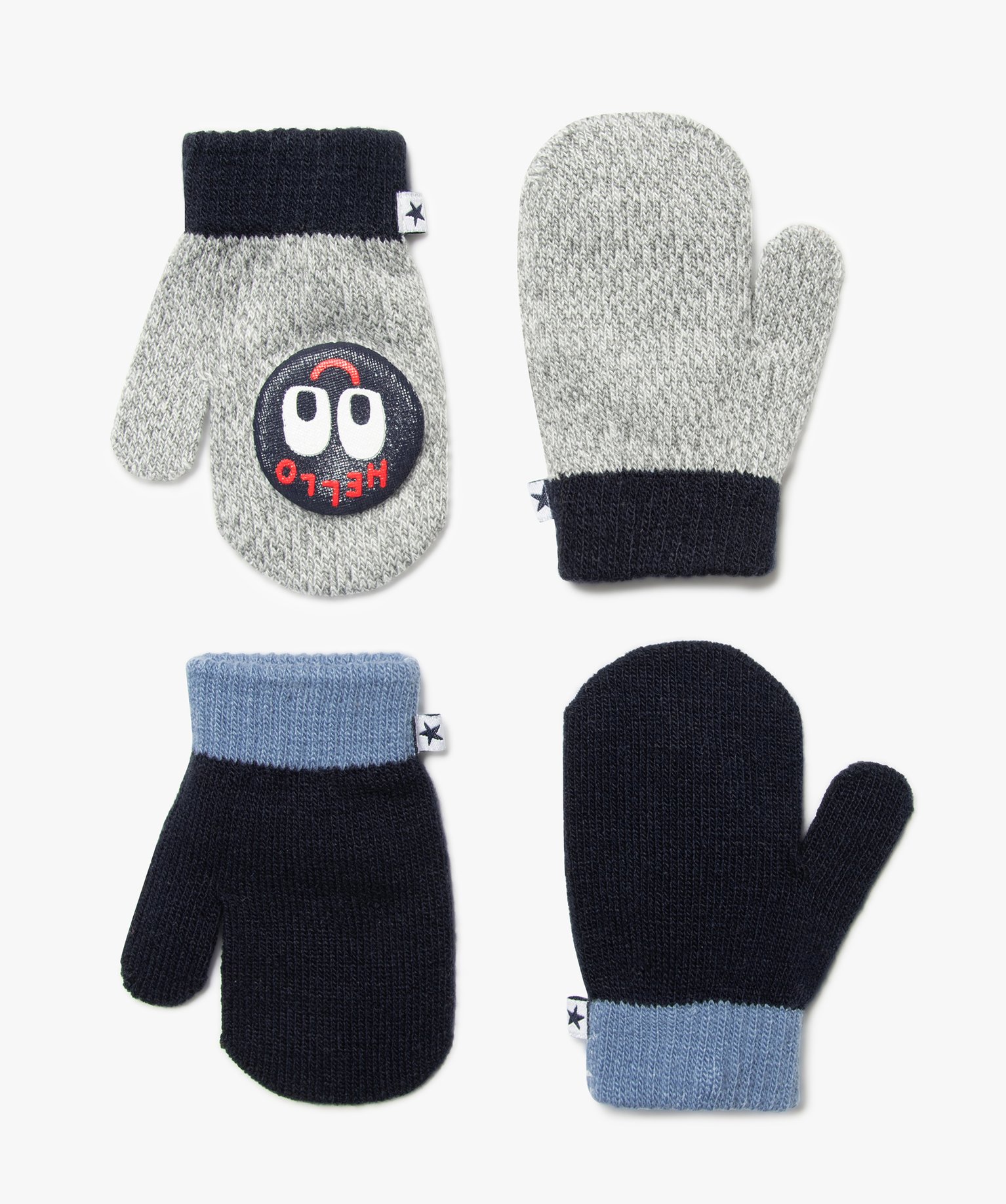Gemo Accessoires Garcon Moufles Bebe Garcon Bicolores Lot De 2 Paires Bleu Bebe Gemo