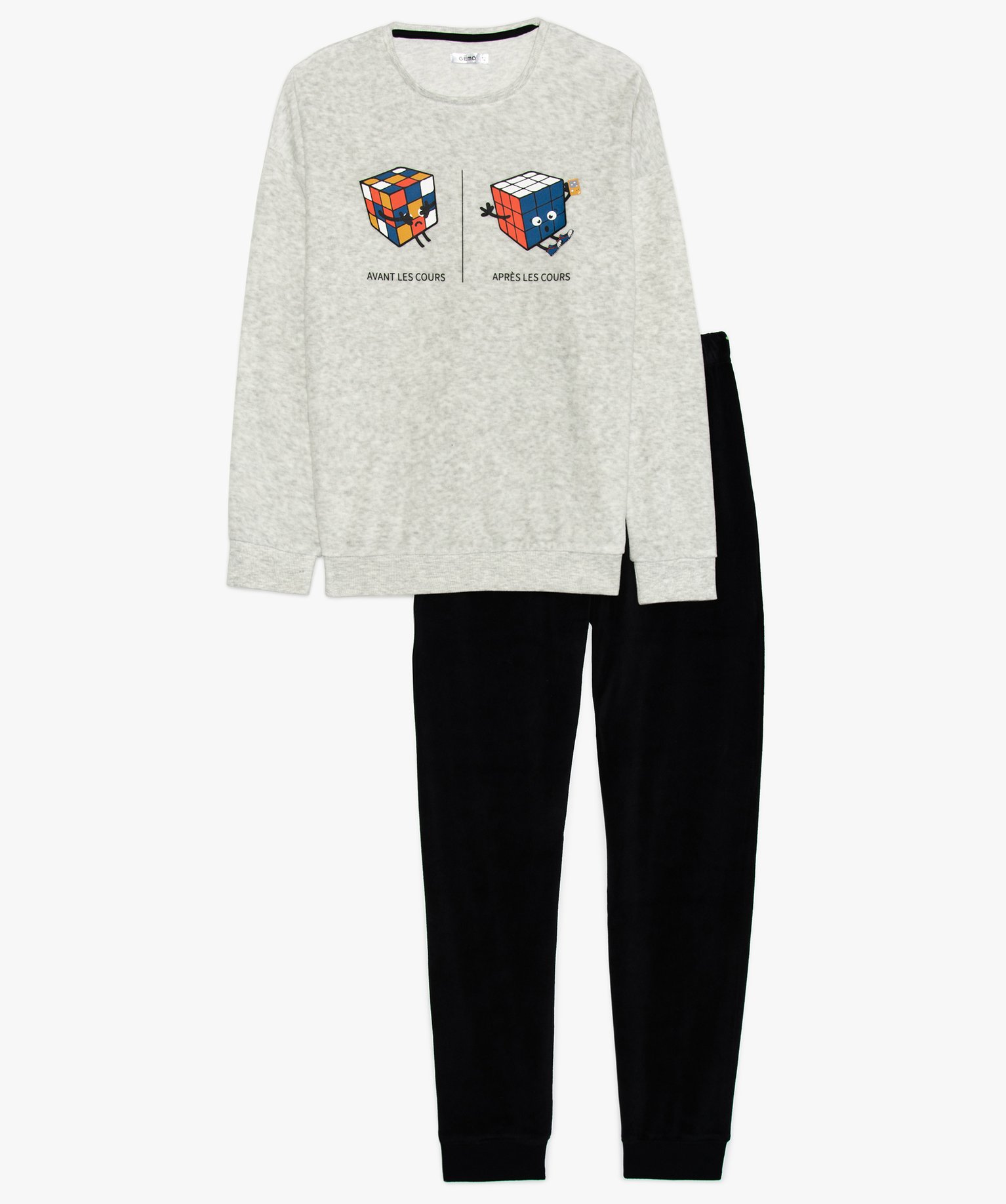 Gemo sous vetements et nuit pyjama garcon en velours imprime casse tete gris garcon GEMO