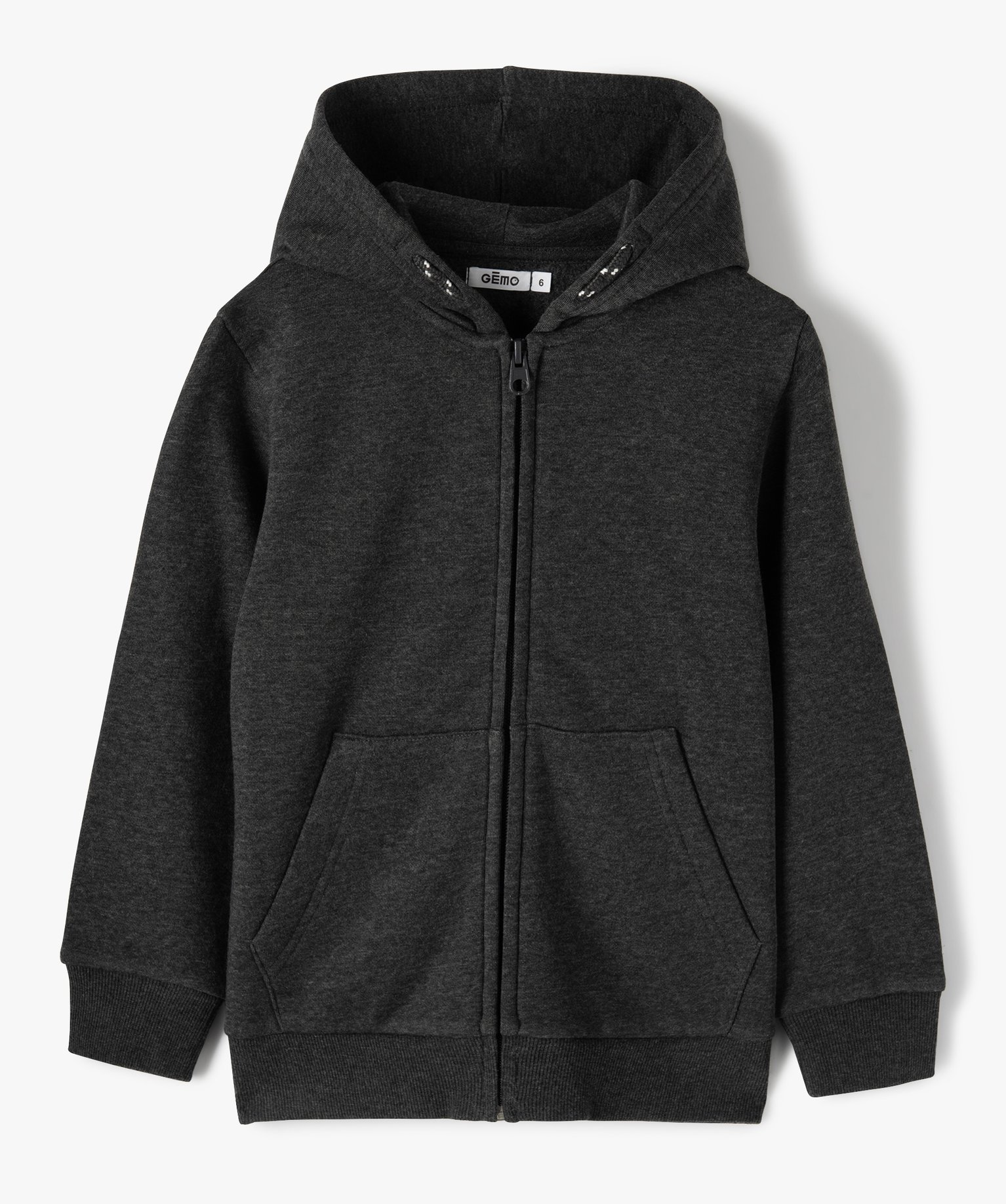 Gemo vetements sweat garcon zippe et molletonne avec capuche gris