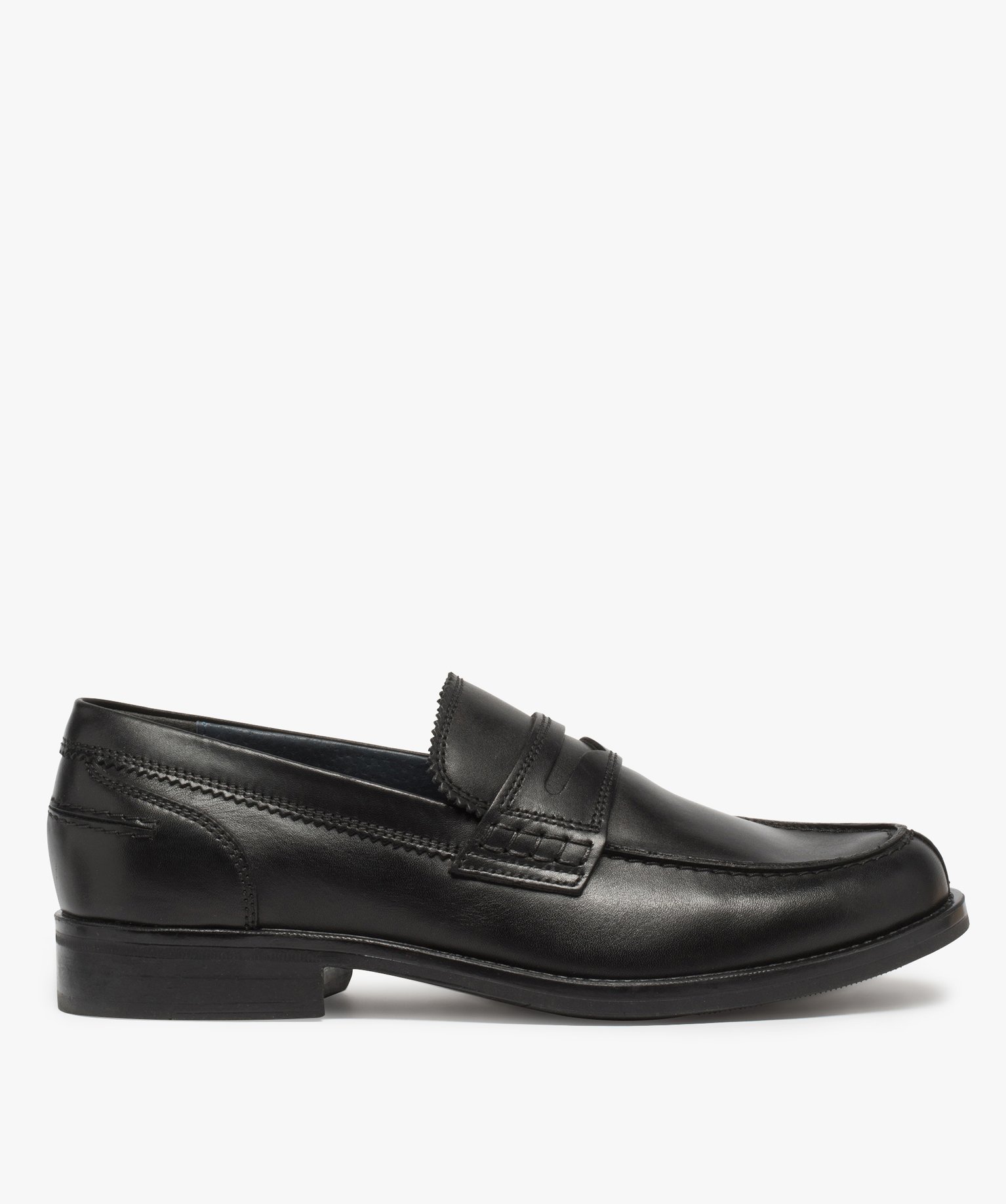 Gemo chaussures mocassins homme unis a enfiler semelle interieure cuir dessus cuir lisse noir mocassins homme GEMO