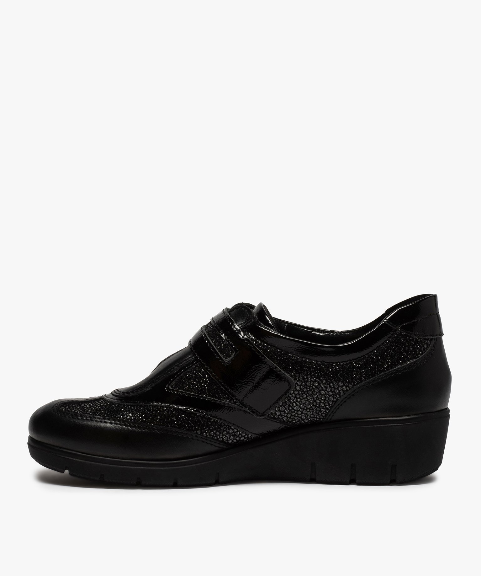 Chaussures Femme Gémo 2023 Gemo chaussures mocassins femme confort a bride scratch et details vernis noir femme | GÉMO