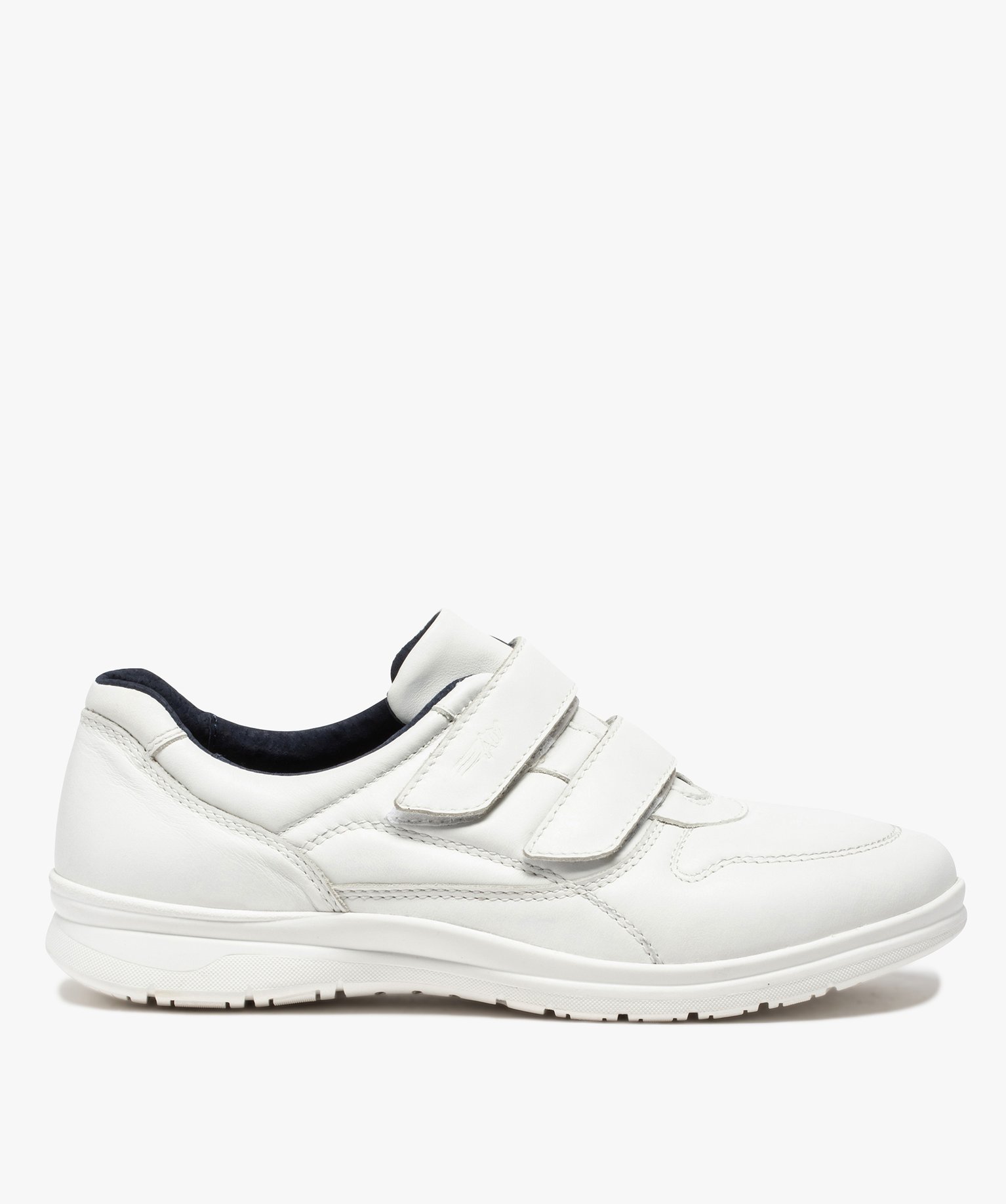 Gémo Fermeture Définitive Gemo chaussures baskets homme confort unies en cuir fermeture scratch blanc homme | GÉMO