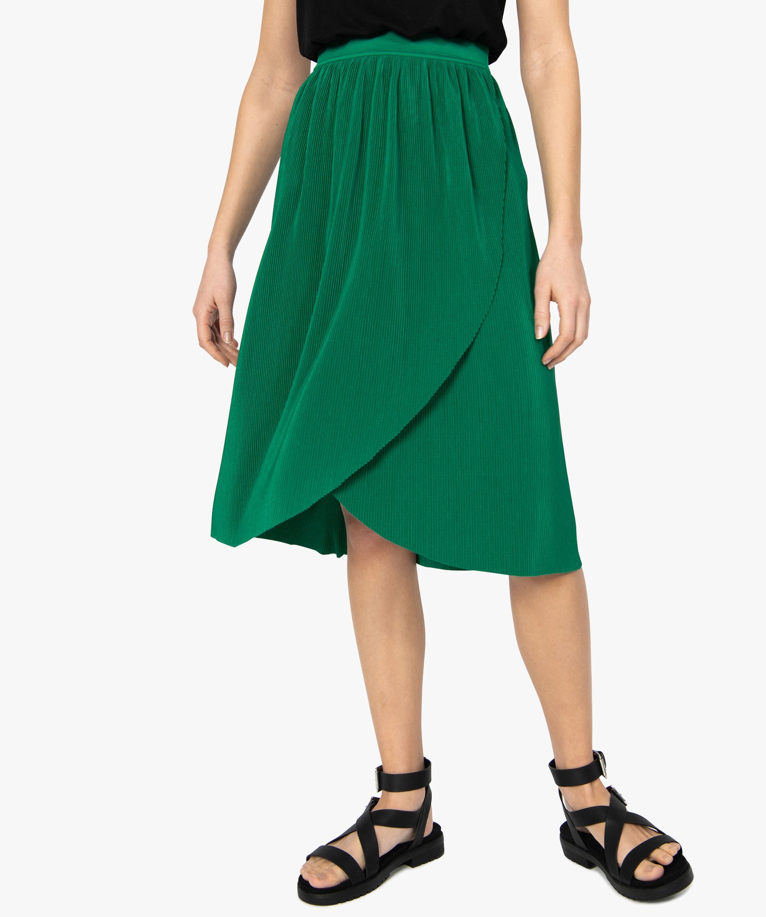 Gemo vetements jupe femme plissee forme portefeuille vert jupes femme | GÉMO