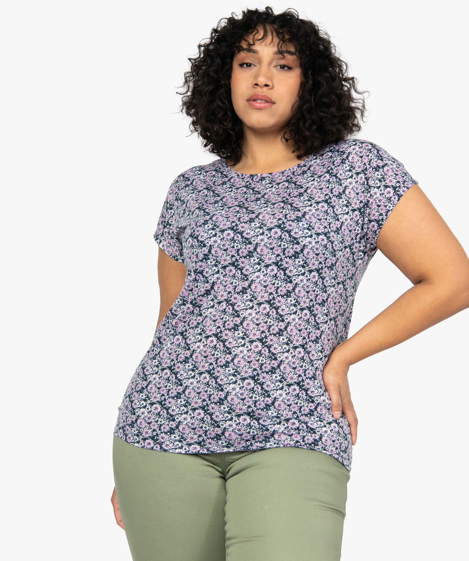 Tee shirt manche 2025 courte femme grande taille