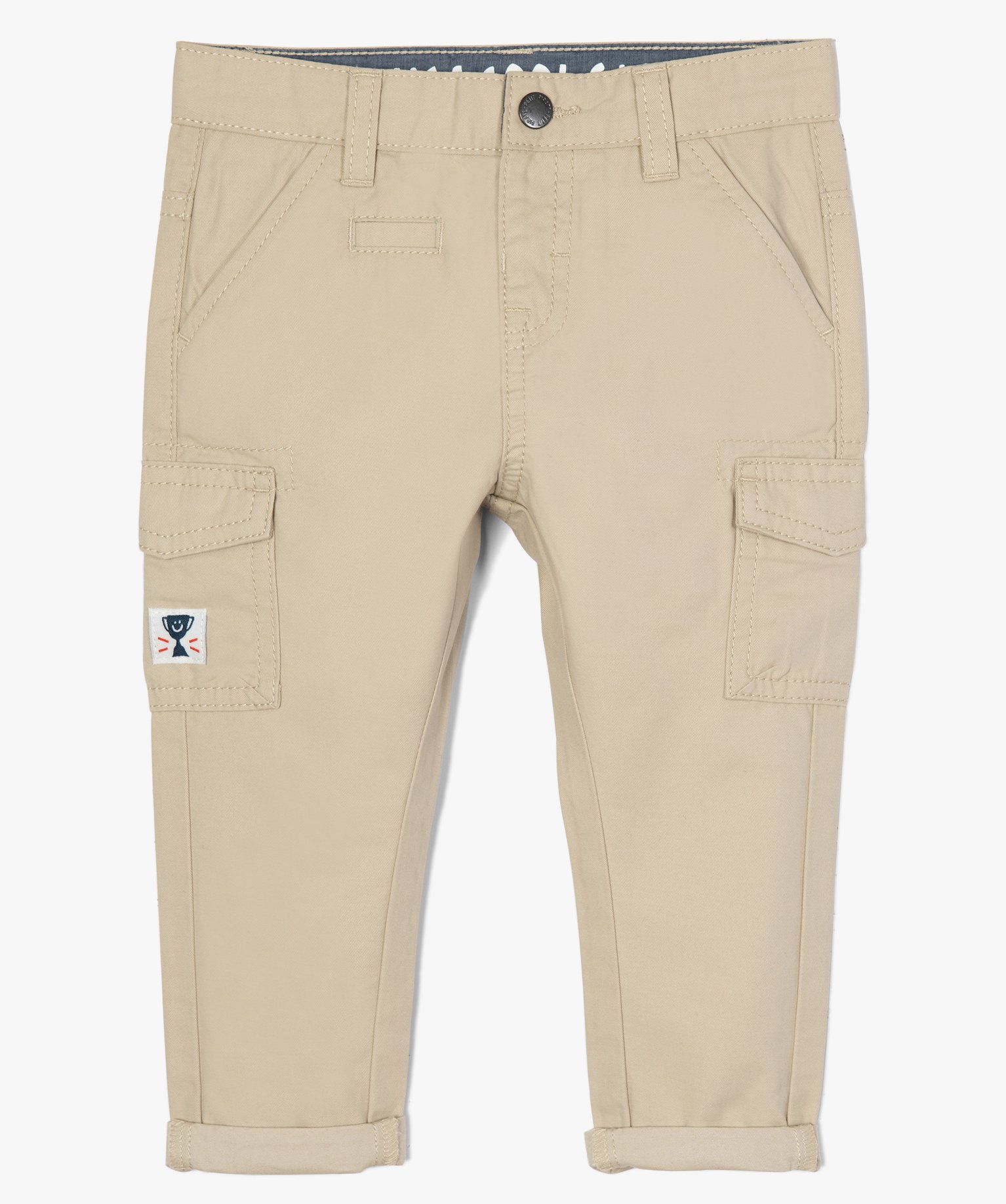 Gemo Vetements Garcon Pantalon Bebe Garcon En Toile Avec Poches A Rabat Beige Bebe Gemo
