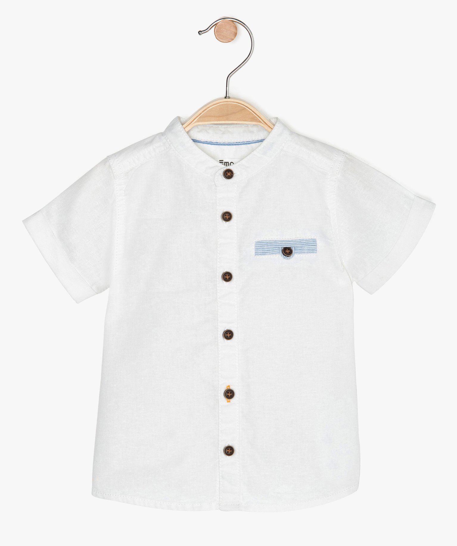 Gemo Vetements Garcon Chemise Bebe Garcon A Col Mao En Lin Et Coton Blanc Bebe Gemo
