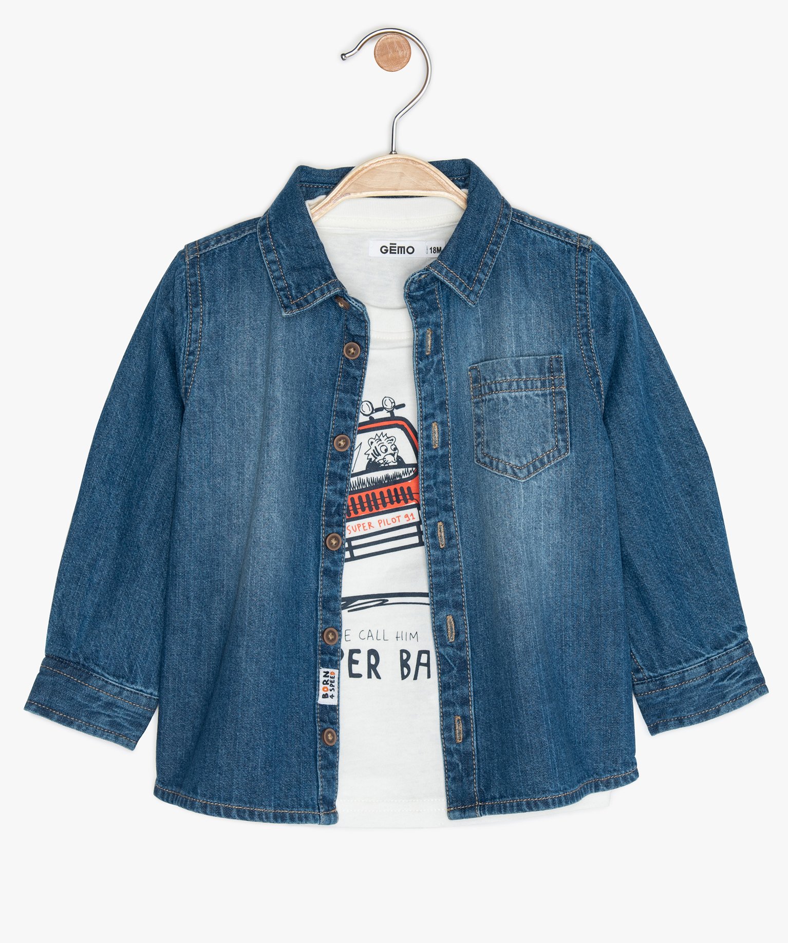 Gemo Vetements Garcon Ensemble Bebe Garcon 2 Pieces Chemise En Jean Tee Shirt Bleu Bebe Gemo Gemo Vetements Garcon Ensemble Bebe Garcon 2 Pieces Chemise En Jean Tee Shirt Bleu Bebe Gemo