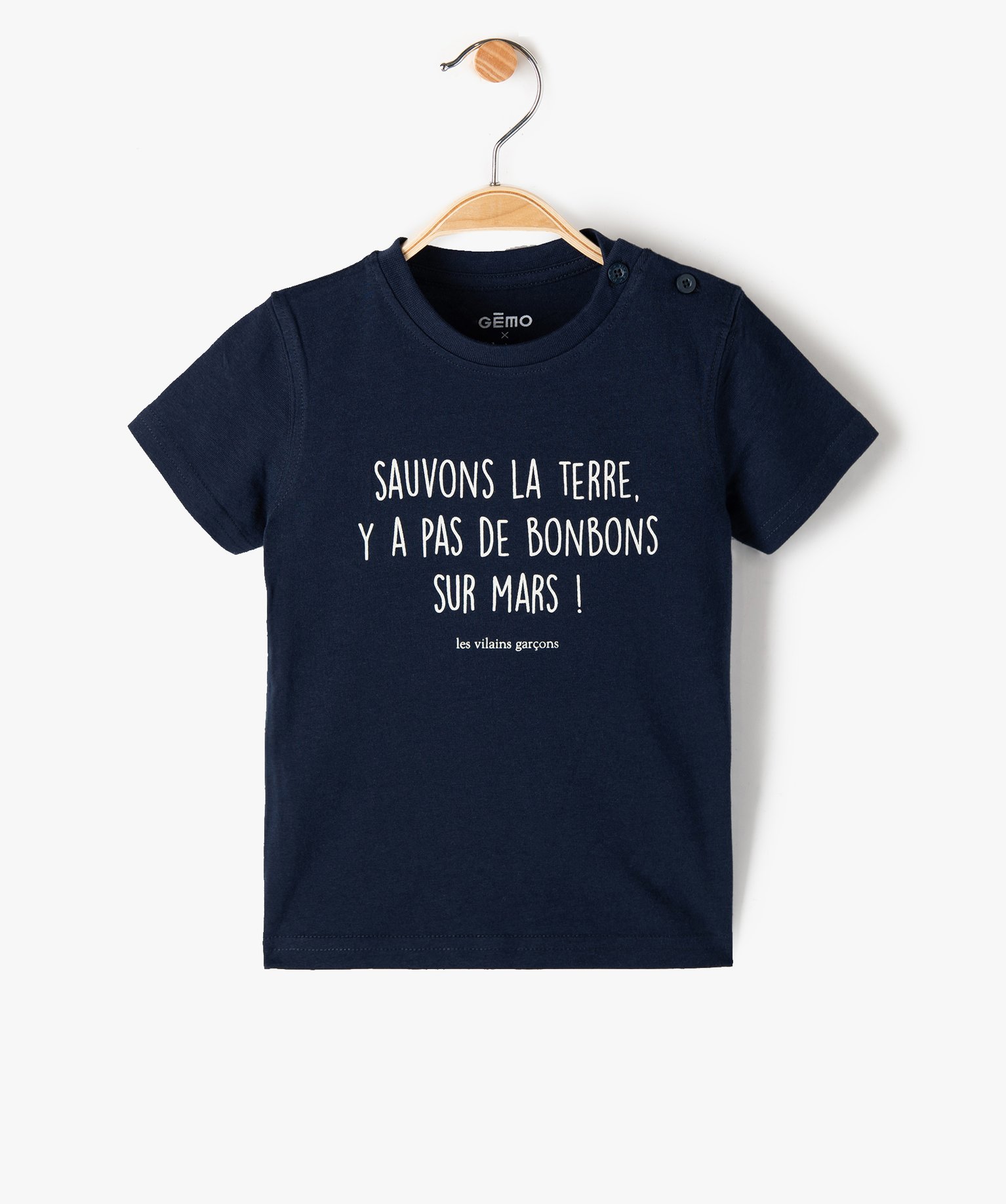Gemo Vetements Garcon Tee Shirt Bebe Garcon A Message Humoristique Gemo X Les Vilaines Filles Bleu Bebe Gemo