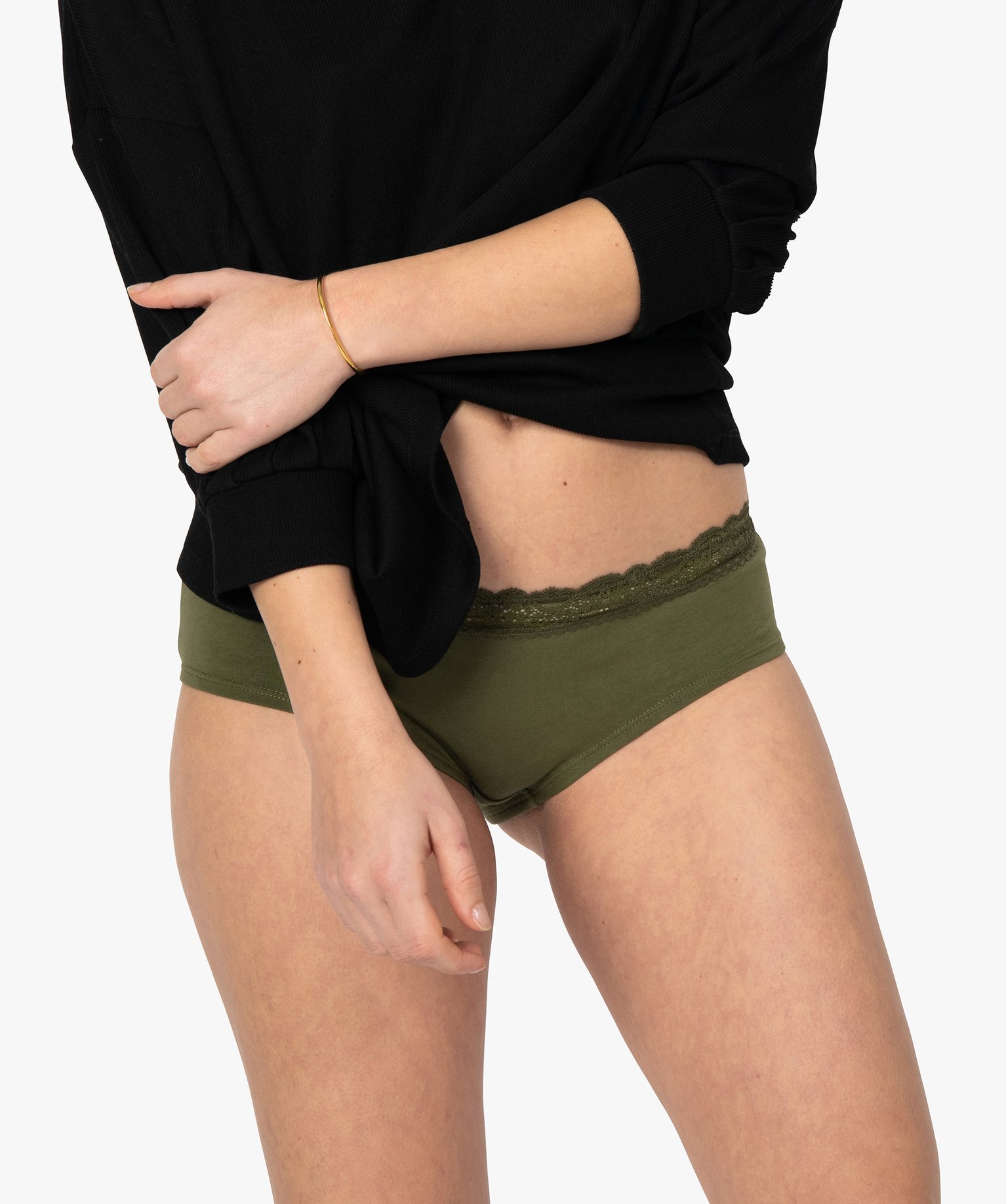 Gemo lingerie shorty femme en coton stretch avec taille dentelle (lot de 2)  vert shorties femme