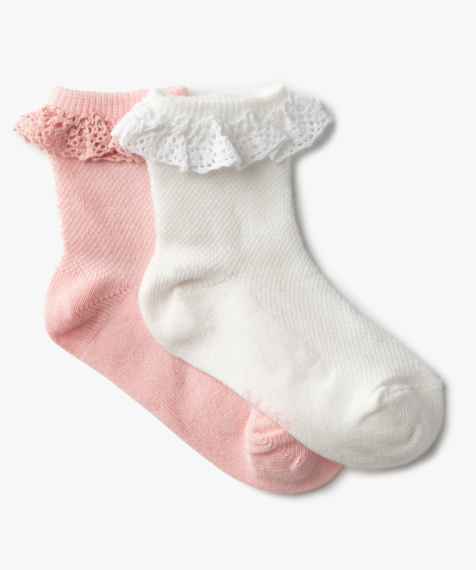 Gemo Vetements Fille Chaussettes Bebe Fille En Coton Bio A Volants Lot De 2 Blanc Chaussettes Bebe Gemo