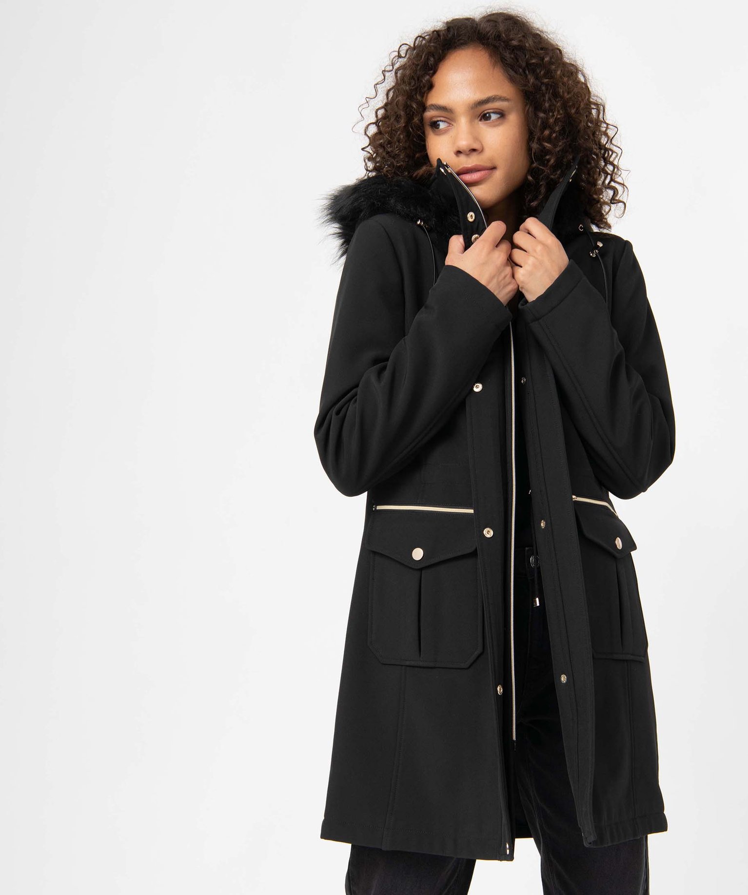 parka femme capuche noir