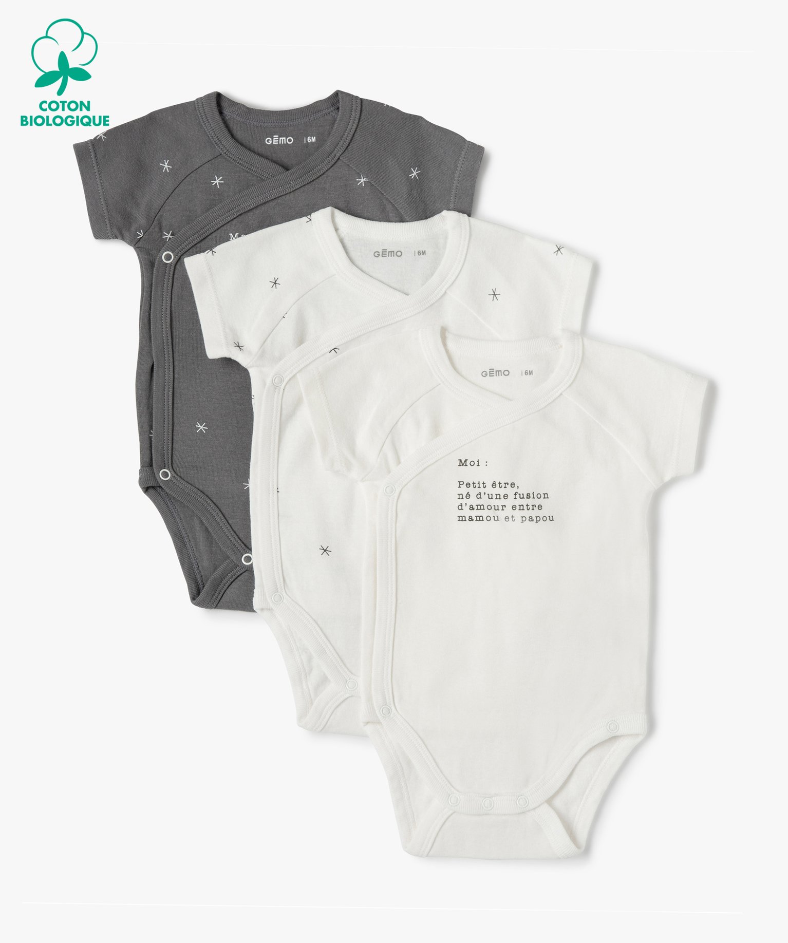 Body bébé croisé manches courtes - lot de 2