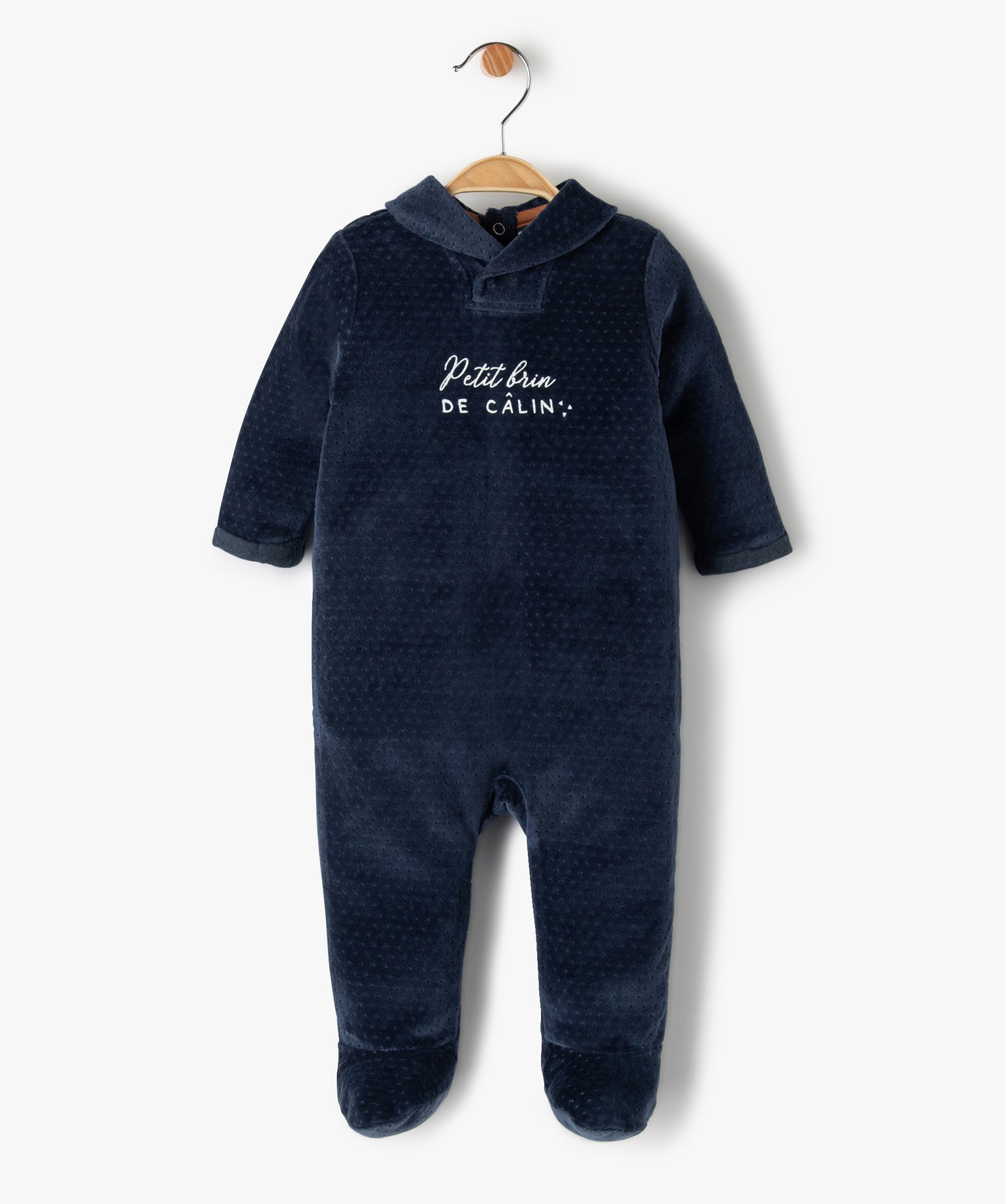 Gemo Vetements Garcon Pyjama Bebe Garcon En Velours Avec Message Bleu Bebe Gemo
