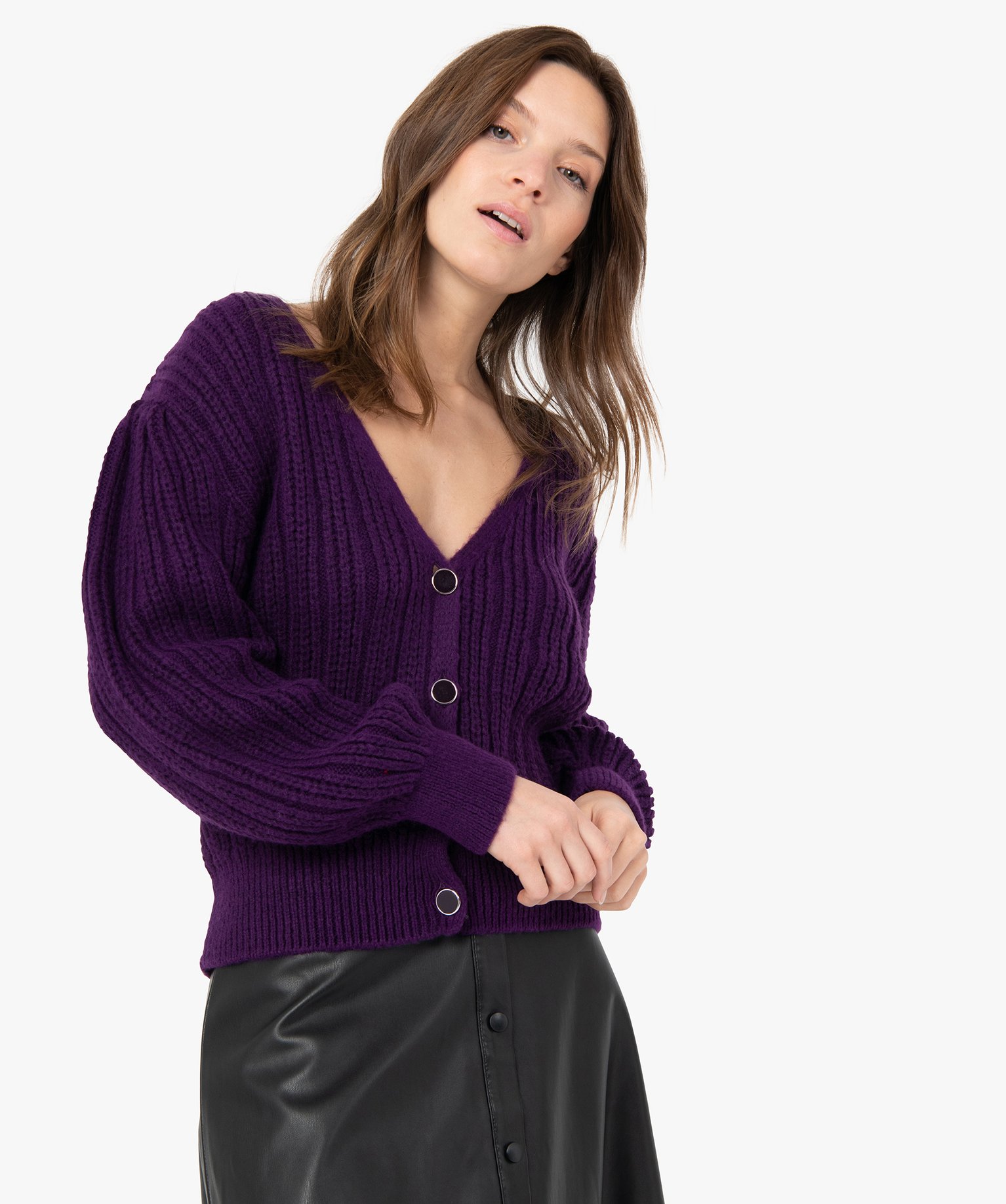 gilet maille violet