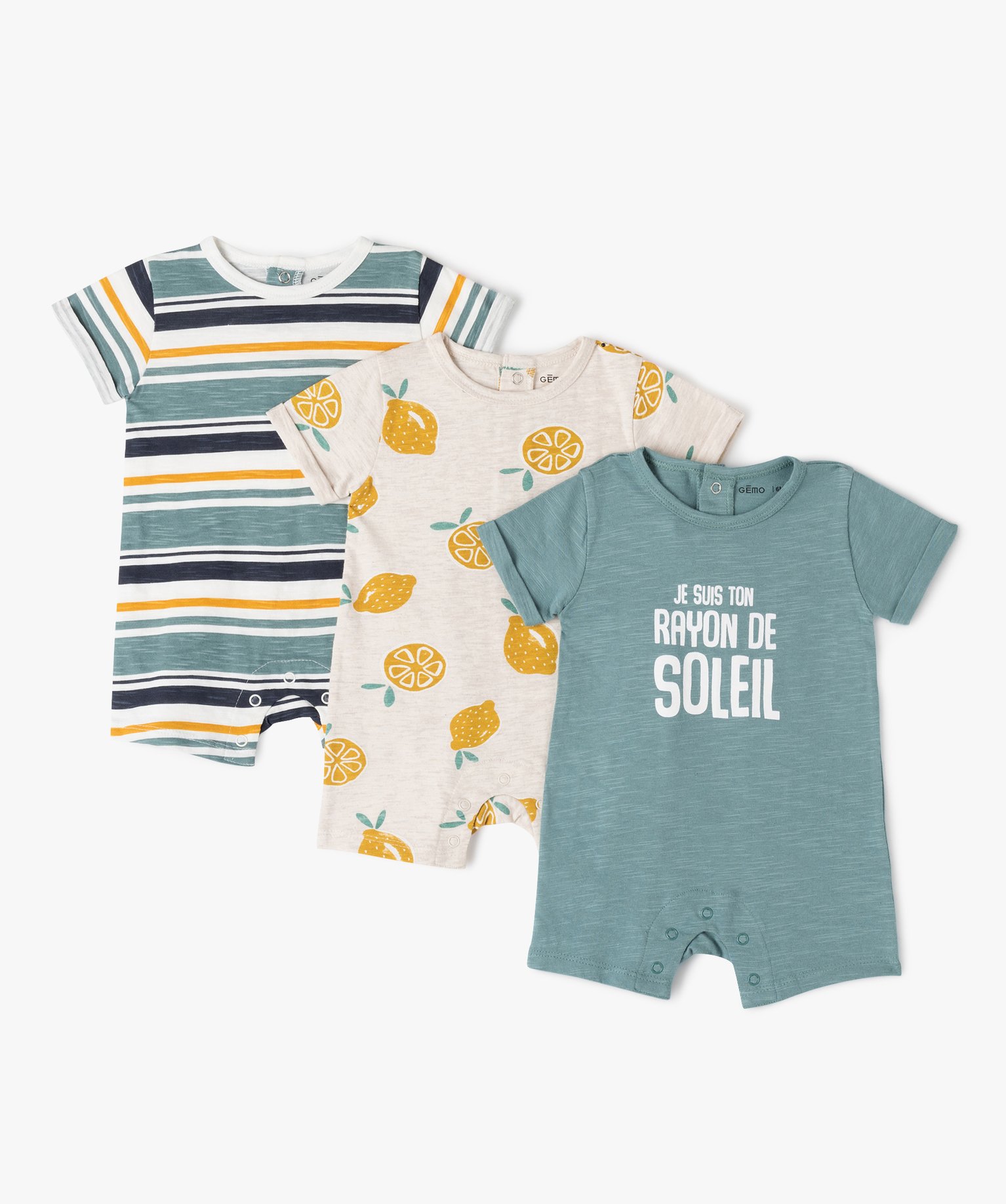 Salopette bébé garçon courte en denim stretch coloré Gemo Vêtements Combinaisons & Combishorts Salopettes 