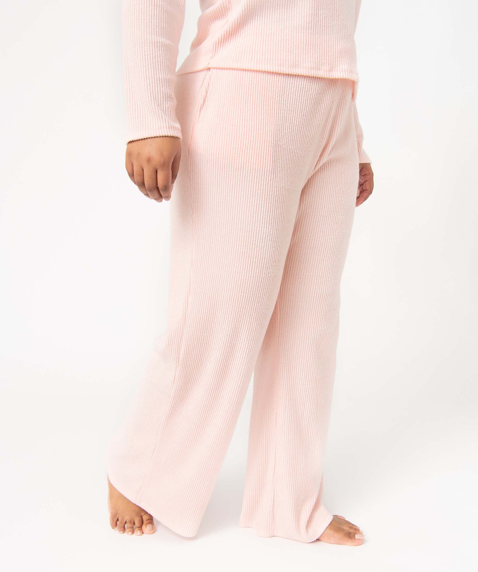 Gemo lingerie pantalon d interieur femme grande taille en maille cotelee rose bas de pyjama femme GEMO