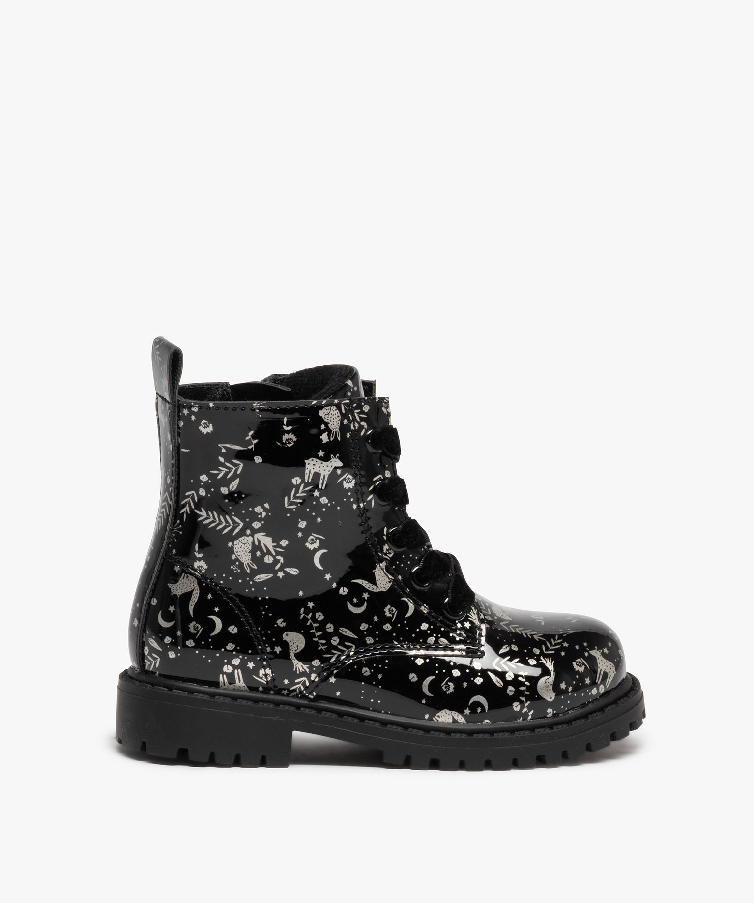 Gemo chaussures fille boots bebe fille vernies et pailletees fermeture zip noir vif bottes et chaussures montantes bebe GEMO