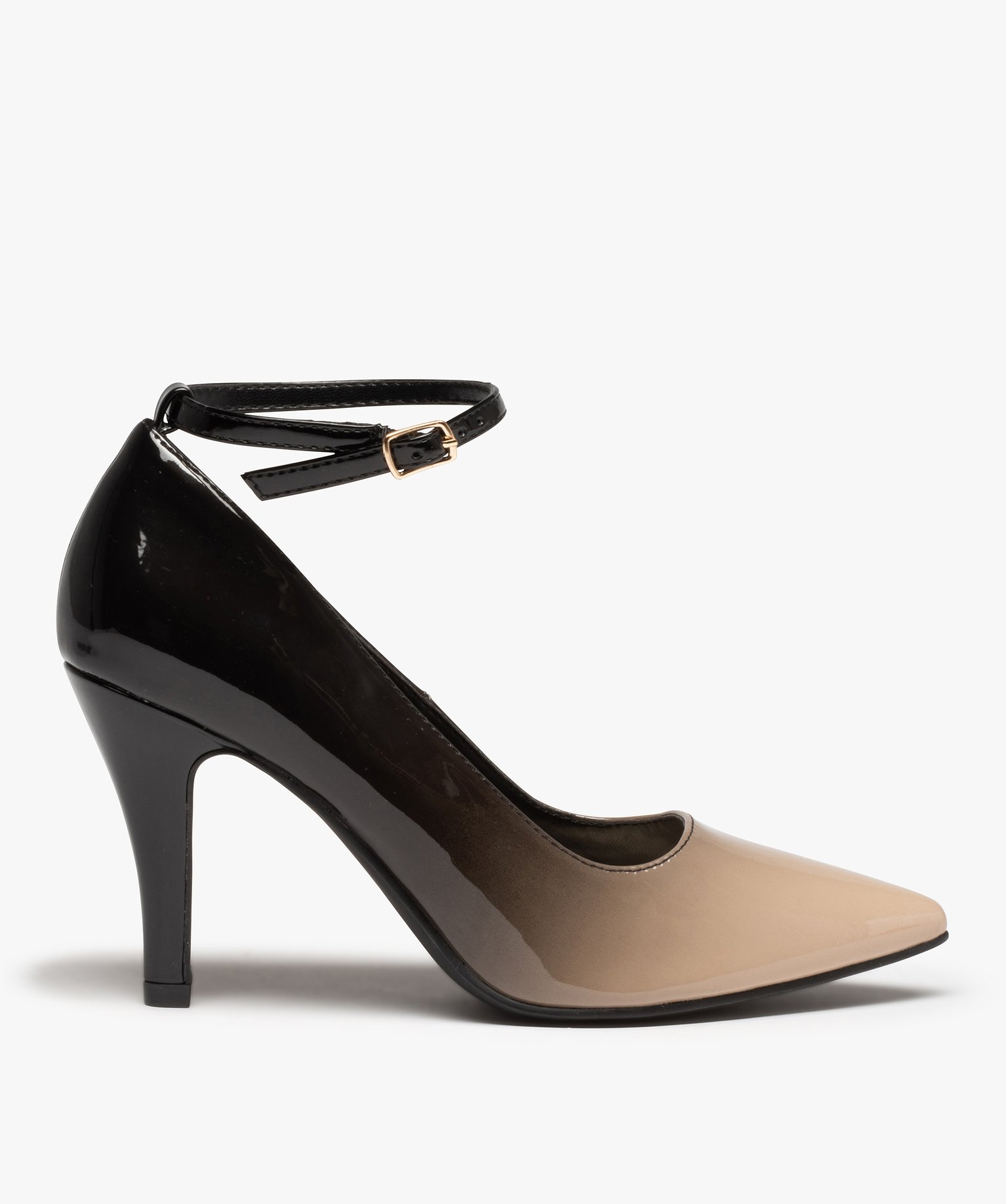 Gemo chaussures escarpins femme a talon aiguille dessus verni noir vif escarpins femme GEMO