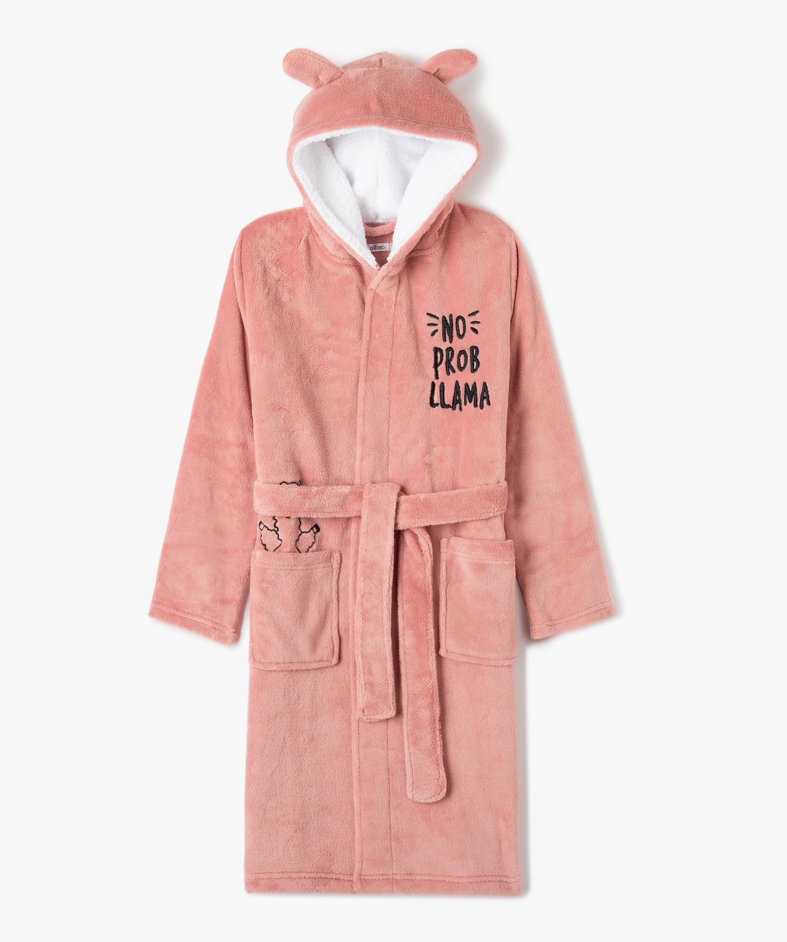 Gemo sous vetements robe de chambre fille en maille peluche avec capuche rose fille GEMO