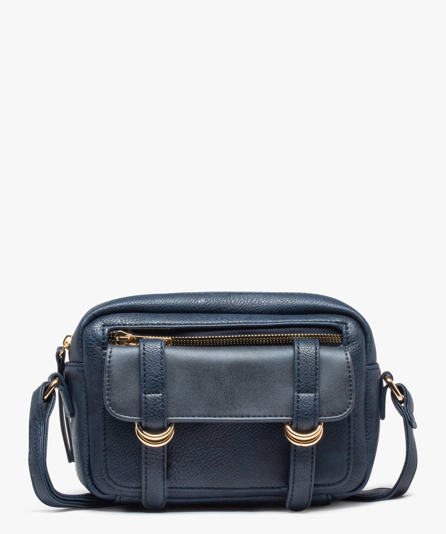 Gemo sacs et accessoires sac besace femme compact a pochette et details dores bleu standard sacs bandouliere femme GEMO