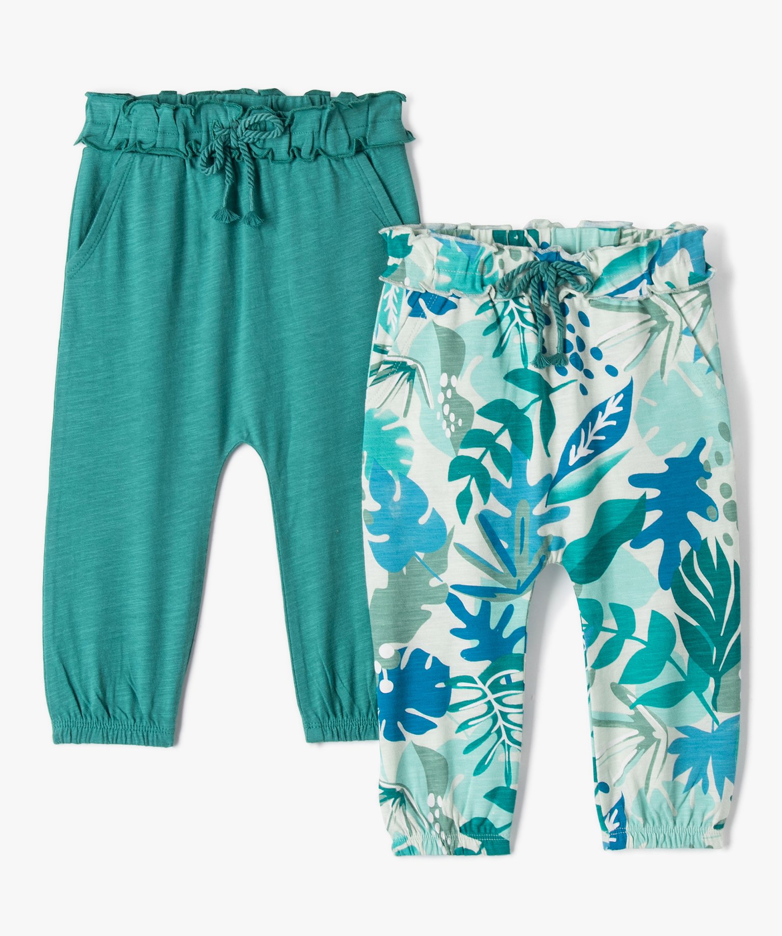 Gemo vetements fille pantalon bebe fille en maille confortable lot de 2 vert leggings bebe GEMO