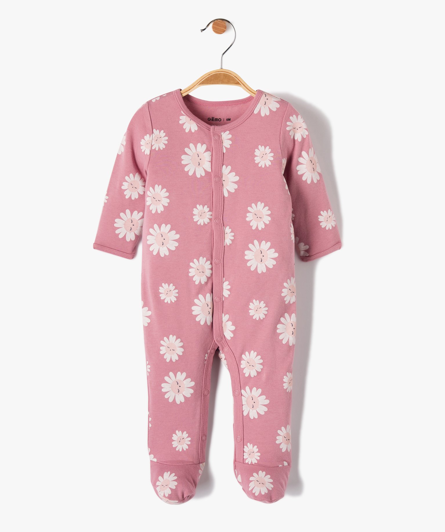 Pyjama bébé fille en velours imprimé - Blanc/rose