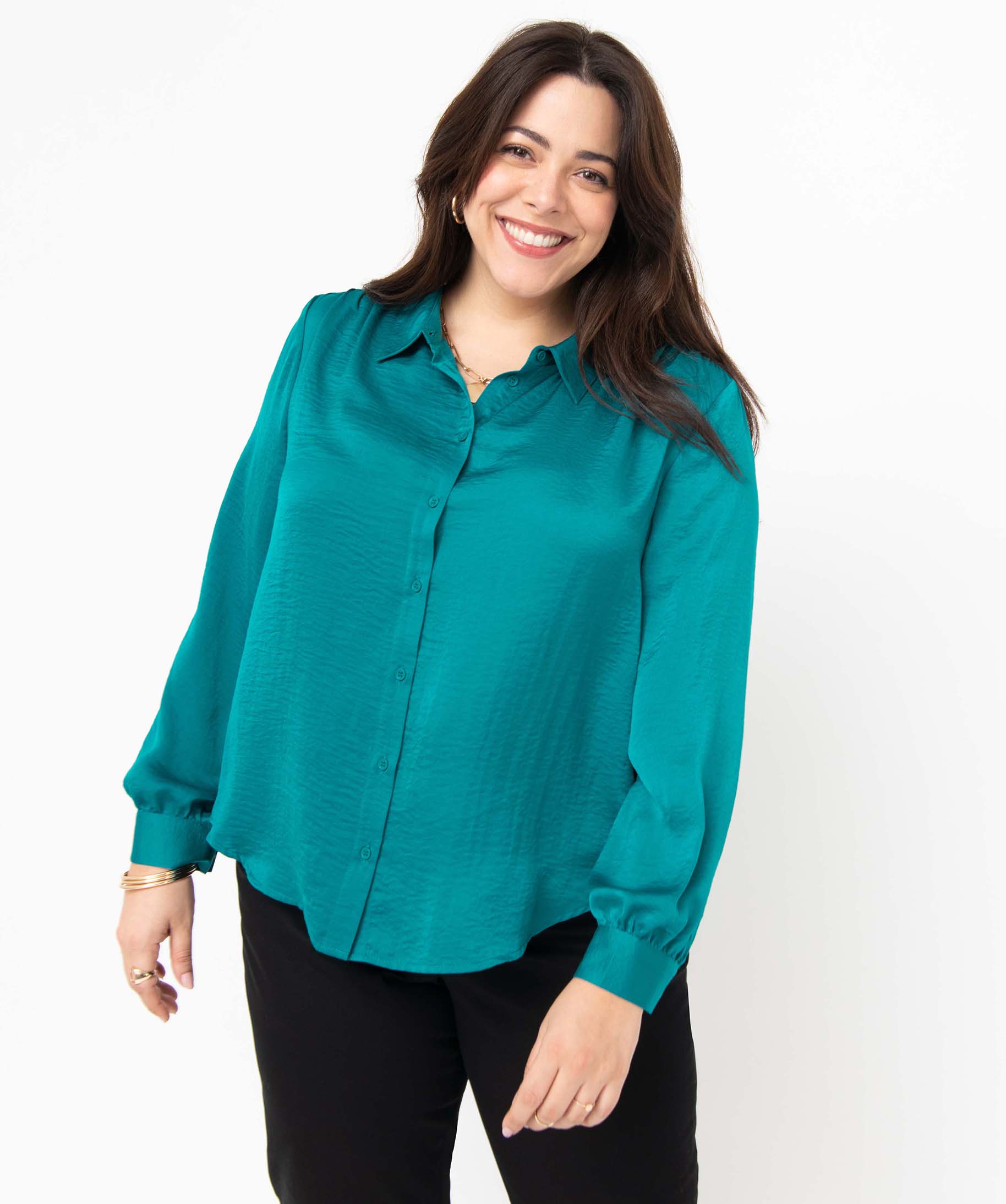 Gemo grande taille chemise femme grande taille en matiere satinee bleu femme GEMO