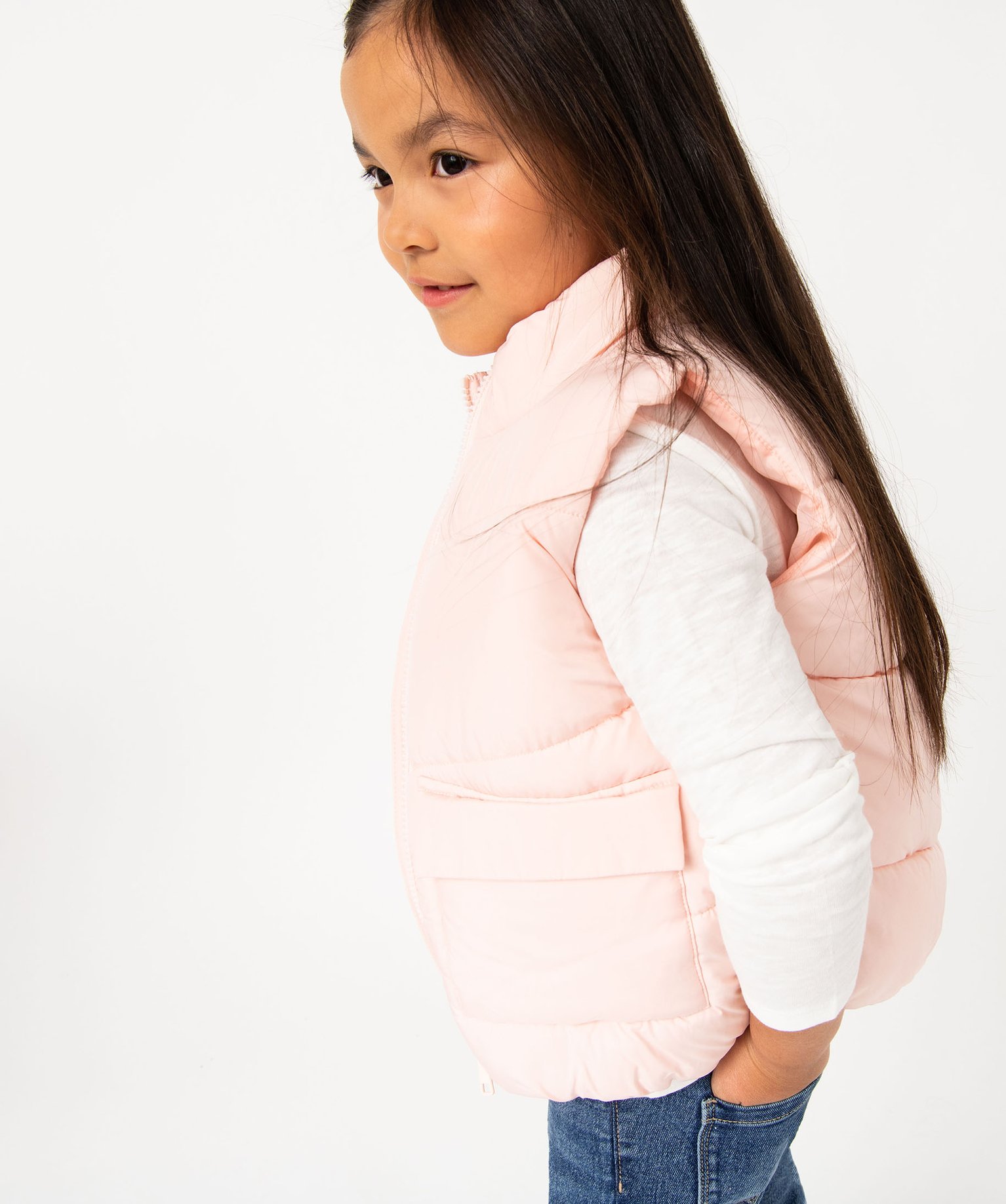 Gemo vetements blouson fille sans manches en matiere matelassee deperlante rose doudounes fille GEMO