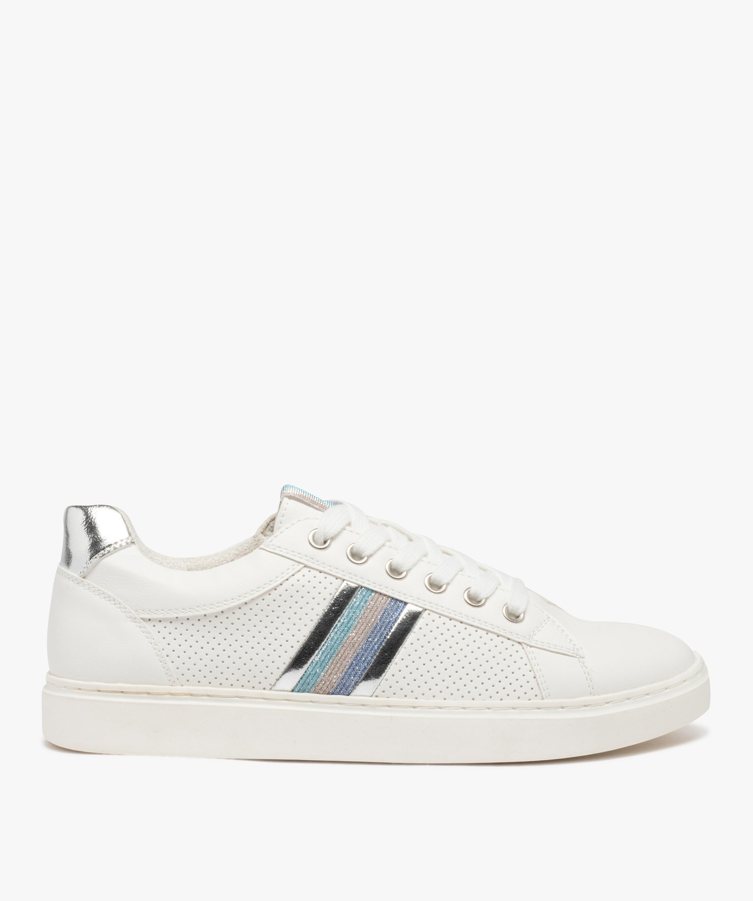 Gemo chaussures baskets femme unies avec details a paillettes blanc standard baskets et tennis femme GEMO