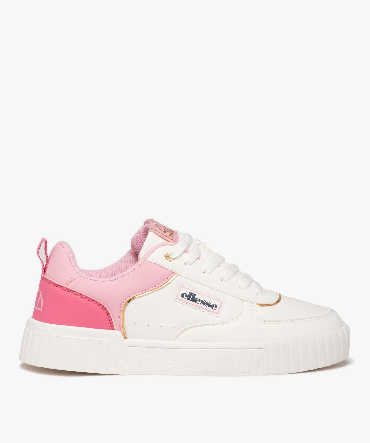 Gemo chaussures baskets femme a lacets avec semelle epaisse striee ellesse blanc chine baskets et tennis femme GEMO