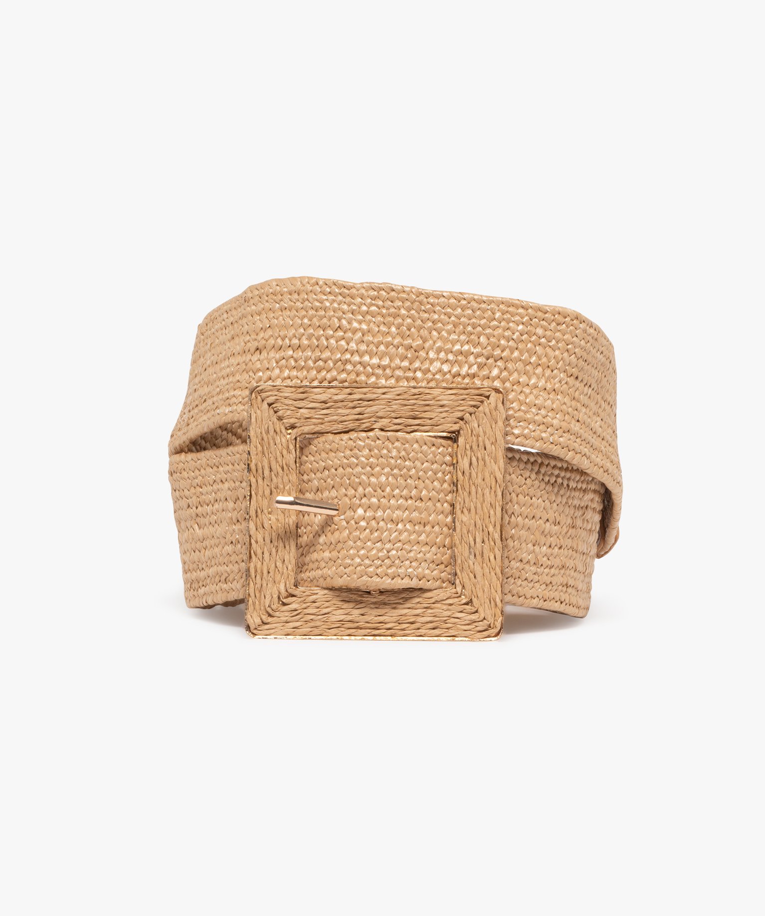 Gemo sacs et accessoires ceinture tressee extensible avec grosse boucle carree femme beige standard ceintures femme GEMO