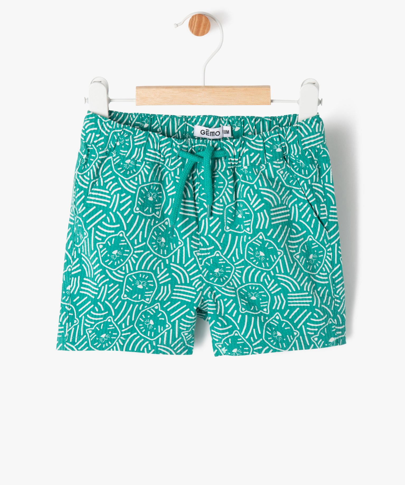Gemo vetements garcon short en coton gaufre a motifs bebe garcon vert shorts bebe GEMO