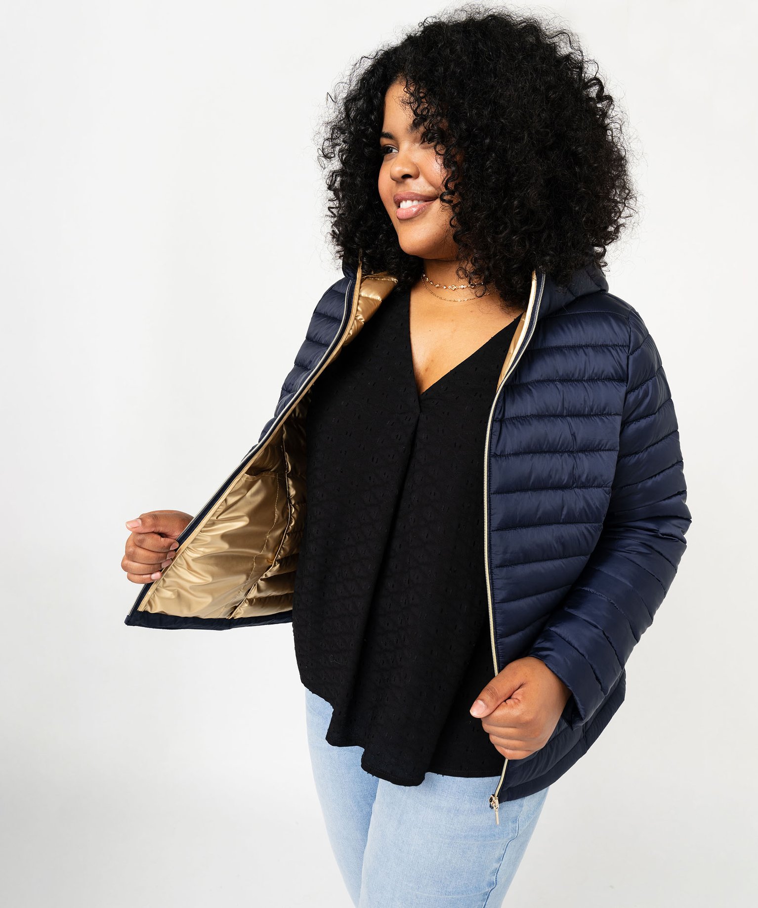 Gemo vetements blouson matelasse a capuche femme grande taille bleu vestes matelassees pour femme femme GEMO