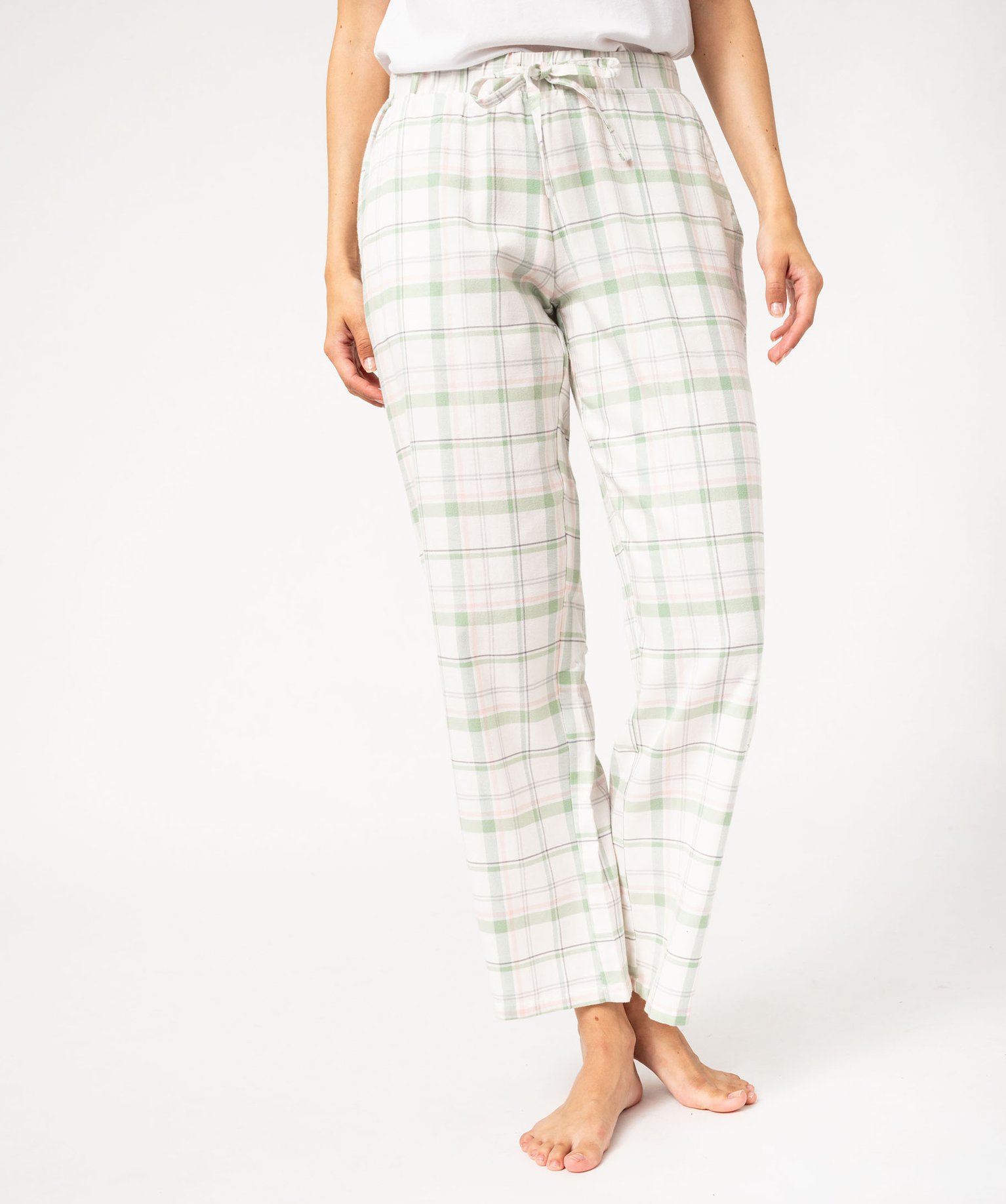 Gemo lingerie pantalon de pyjama a carreaux en cotonviscose femme vert bas de pyjama femme GEMO